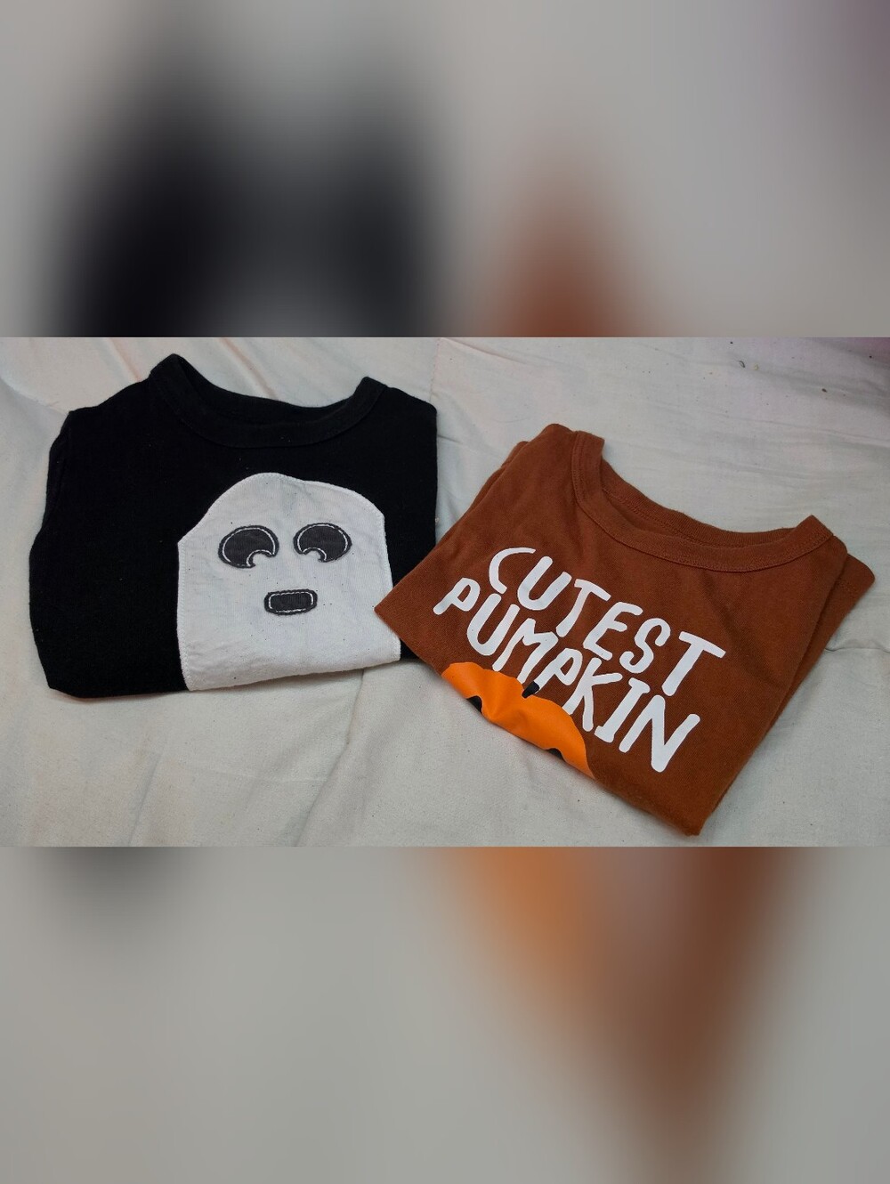 babyGap Ghost 12-18M & Children's Place Pumpkin 18-24M Halloween Shirt Lot